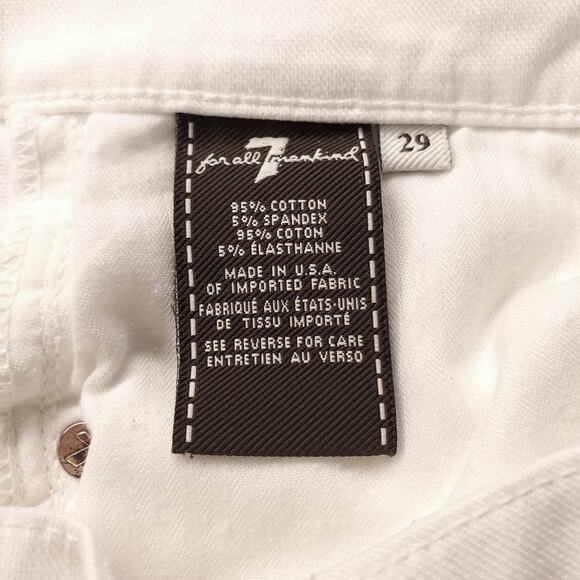 7 For All Mankind Slim Cigarette Jeans Wmns 29 White Tapered Clean Resort Summer - Picture 12 of 13